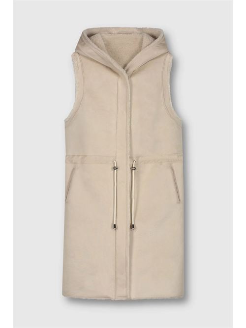 jing gilet lungo reversibile con cappuccio RINO & PELLE | JING.7002310STONE